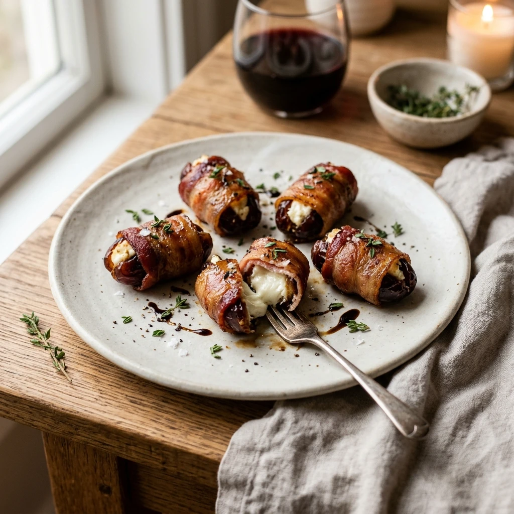 Bacon Wrapped Dates with Goat Cheese