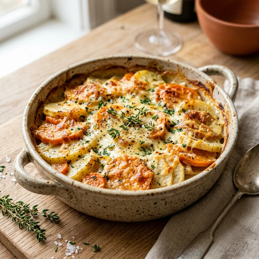 Cheesy Root Veggie Gratin