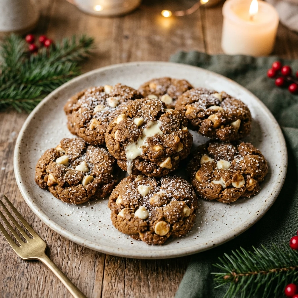 Christmas Gingerbread Cookies with White Chocolate Chips