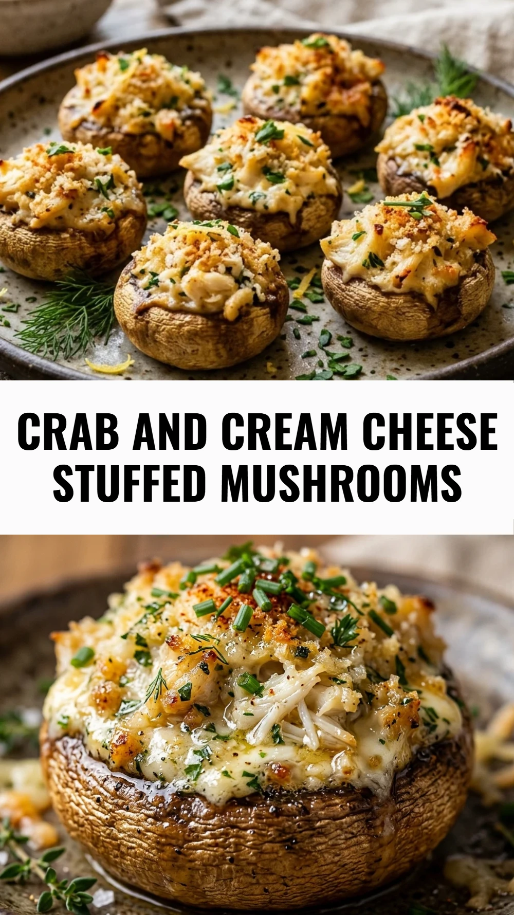 Crab and Cream Cheese Stuffed Mushrooms