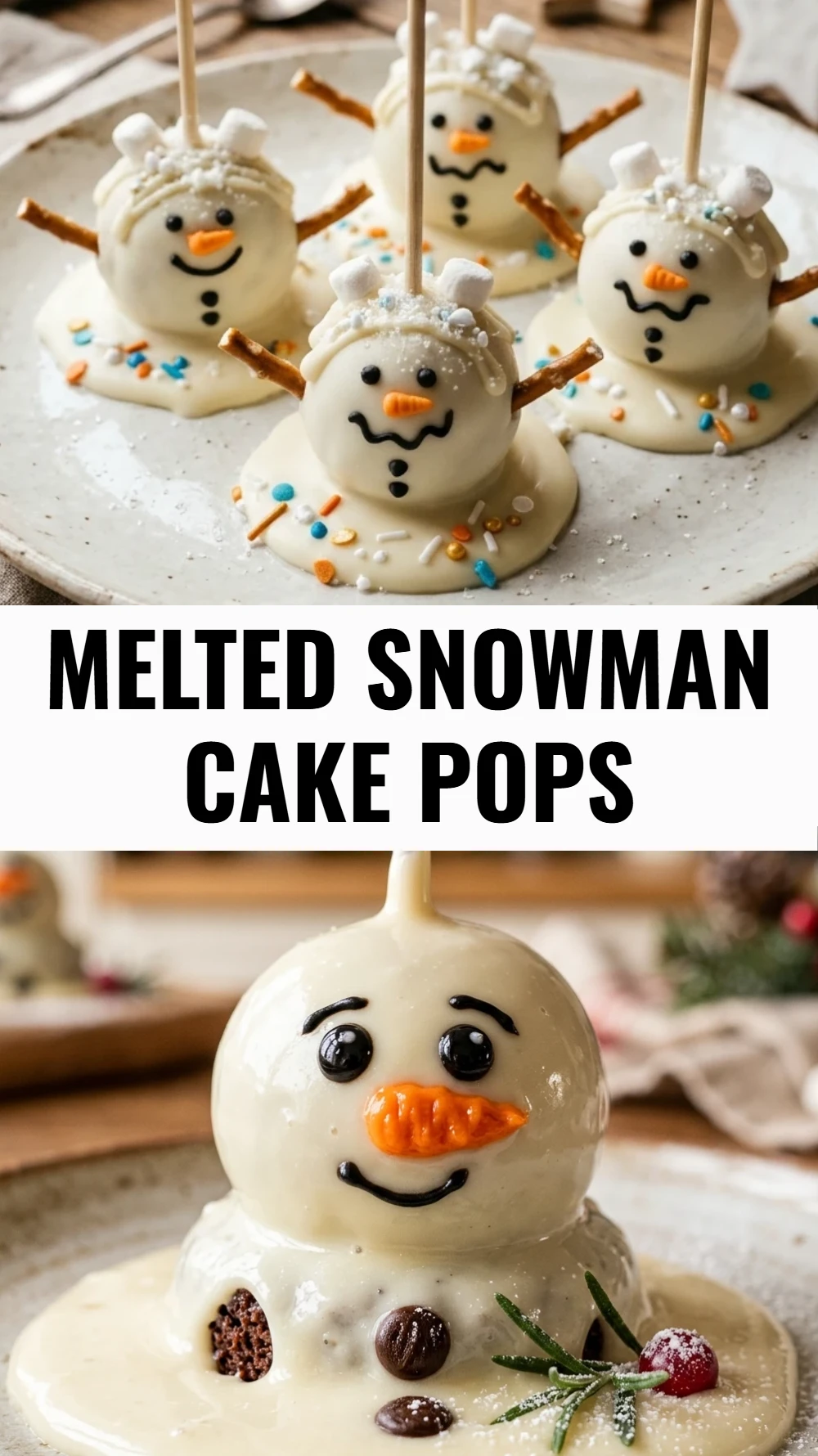 Melted Snowman Cake Pops