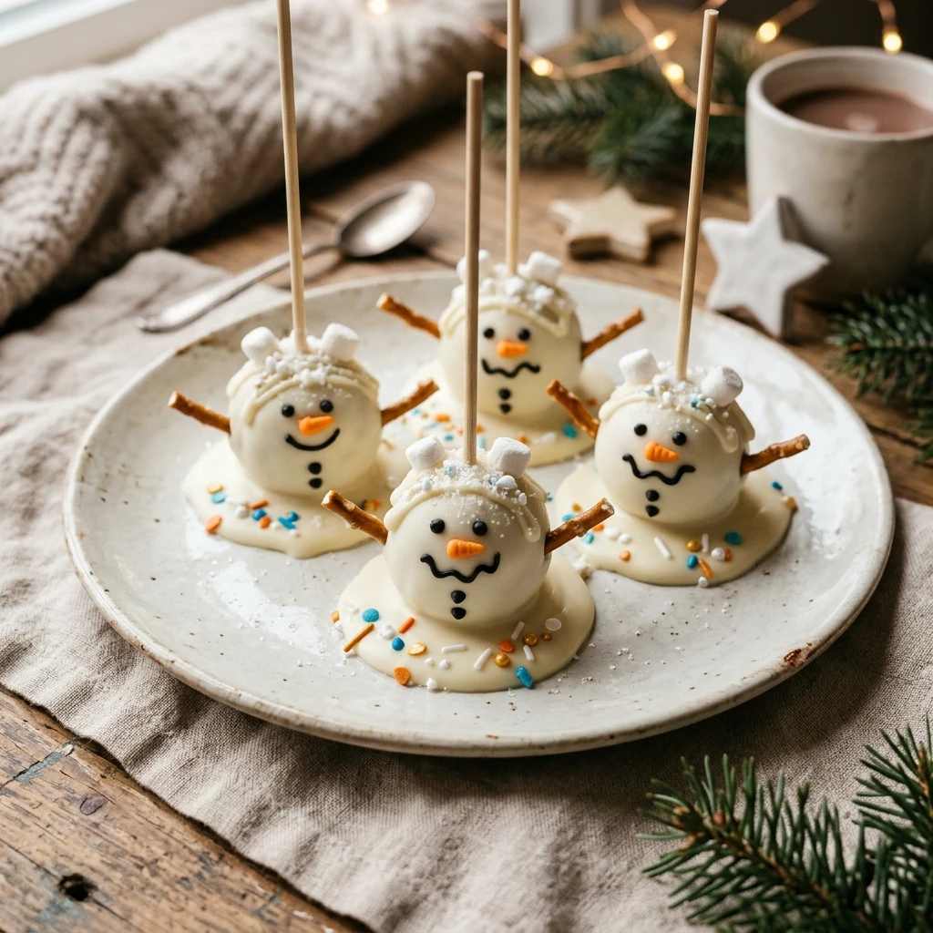 Melted Snowman Cake Pops