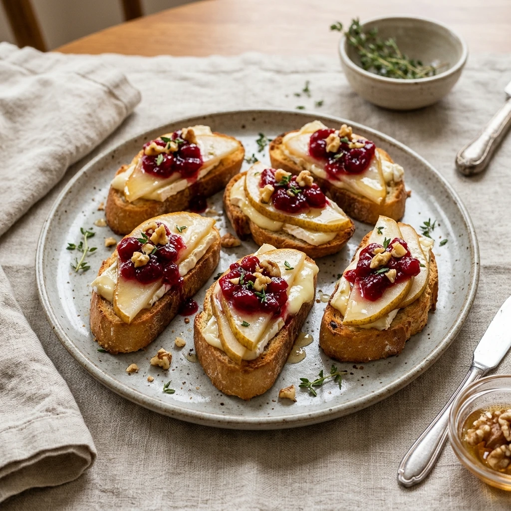 Pear Brie Cranberry Crostini