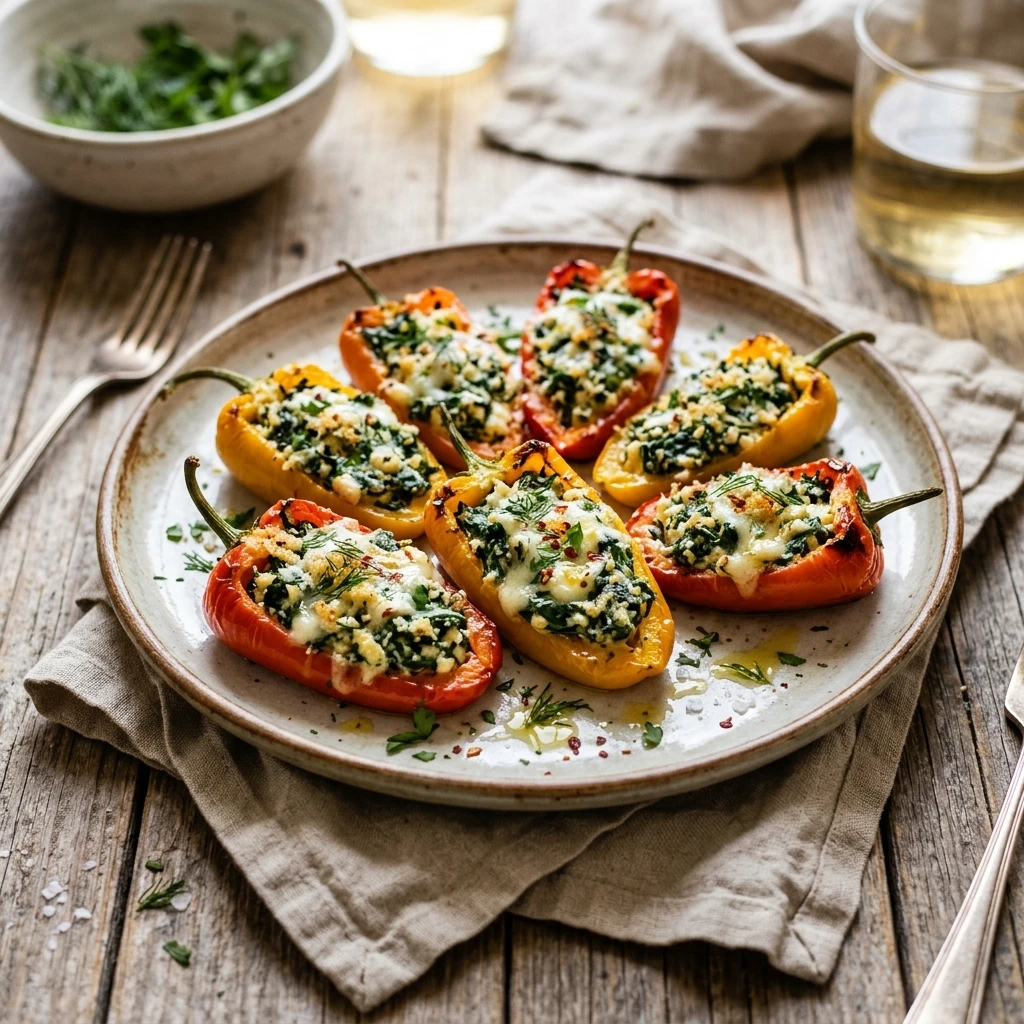 Spinach & Feta Stuffed Mini Peppers