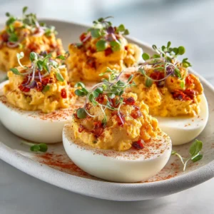 Spicy Chili Garlic Deviled Eggs