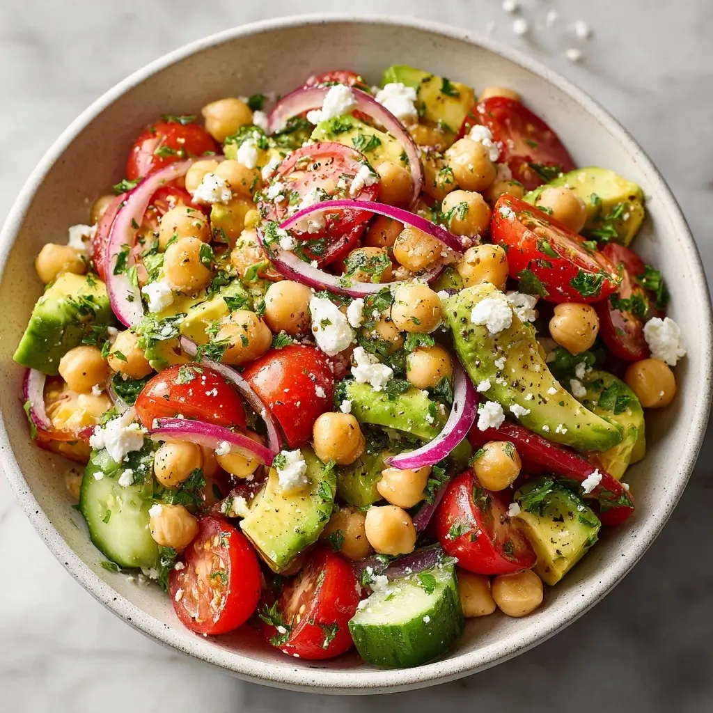 Chickpea Feta Avocado Salad