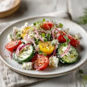 Cucumber Feta Salad With Lemon Greek Vinaigrette