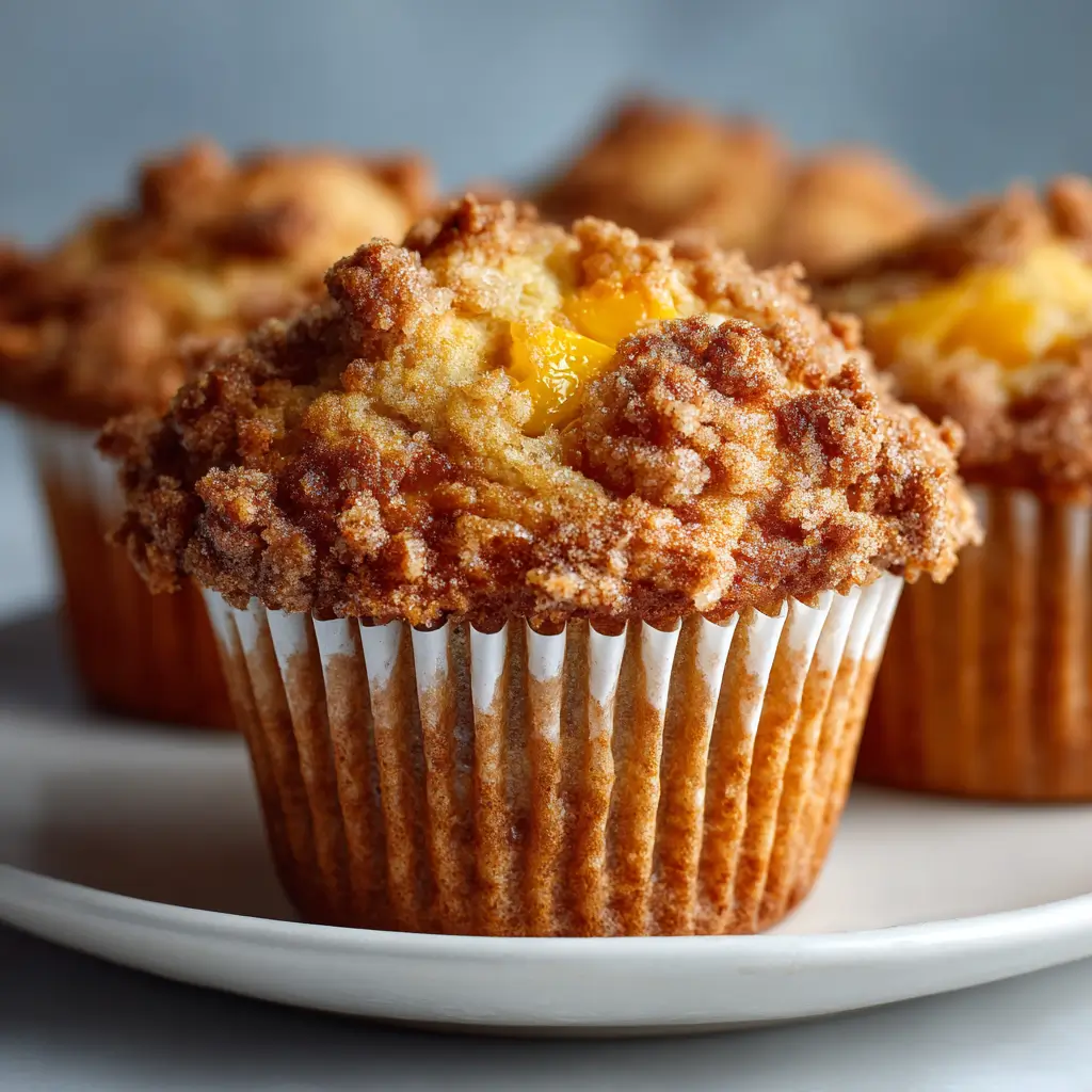 Homemade Peach Cobbler Muffins