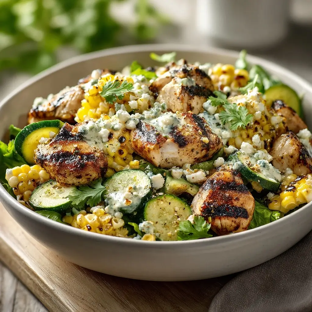 Street Corn Creamy Cucumber Chicken Salad