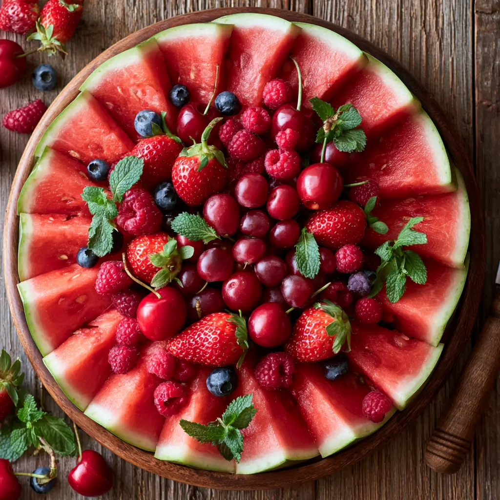 Watermelon Berry Party Food | Red Themed Fruit Tray