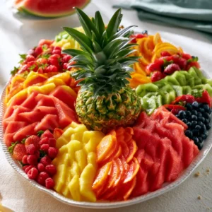 Fruit Platter With Pineapple Centerpiece And Watermelon Wedge