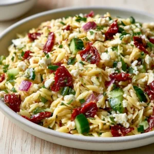 Perfect Orzo Pasta Salad With Feta And Sun Dried Tomatoes