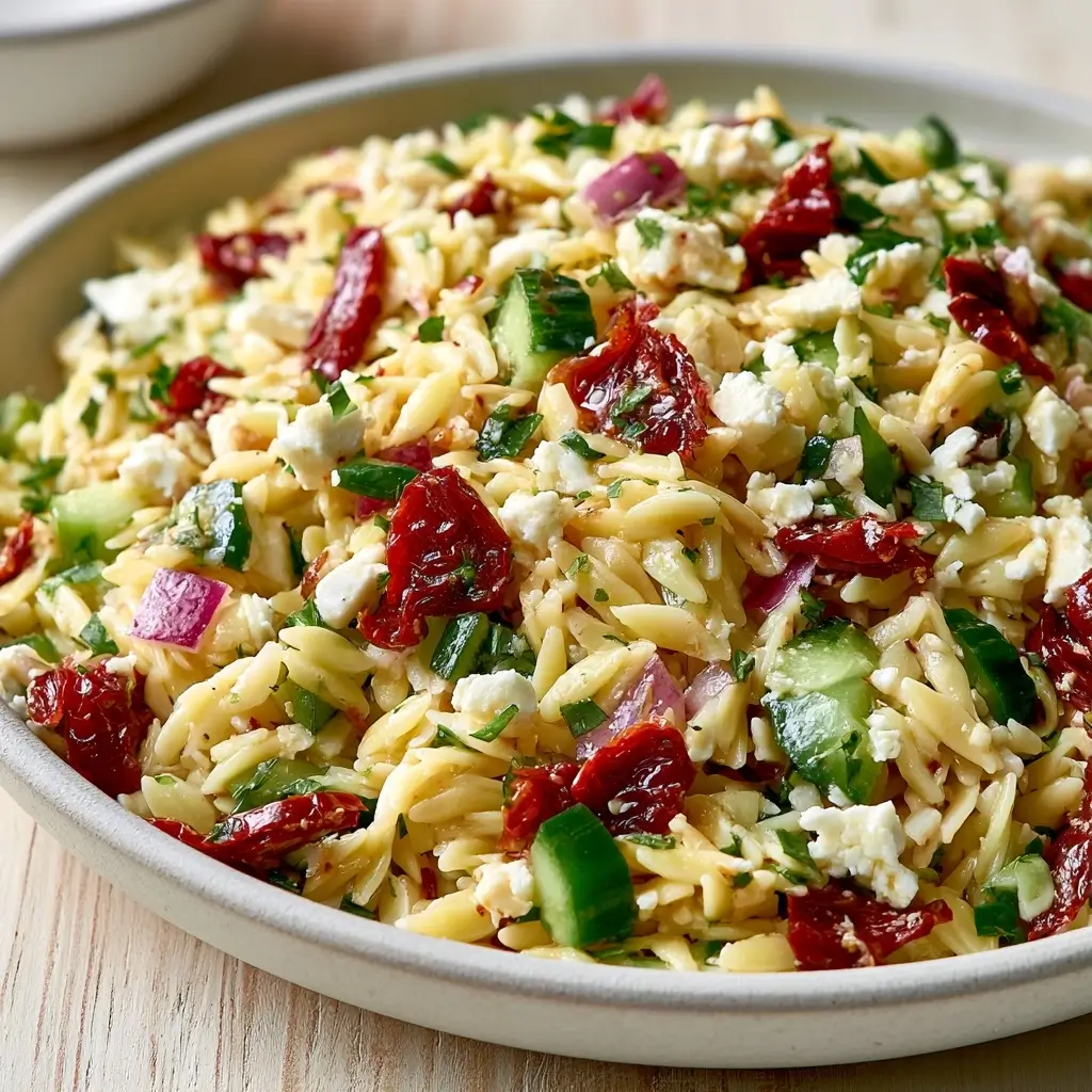 Perfect Orzo Pasta Salad With Feta And Sun Dried Tomatoes
