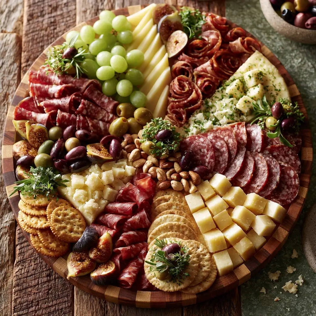 Round Charcuterie Board Guide With Garnish Arrangement Tips