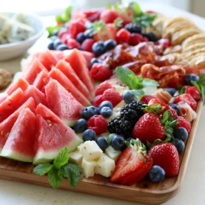 Summer Charcuterie Board With Fresh Watermelon And Berries