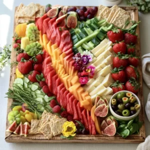 Summer Grazing Board With Seasonal Fruits And Vegetables
