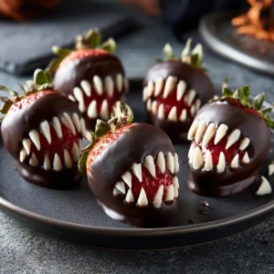 Spooky Rotten Teeth Chocolate Strawberries For Halloween