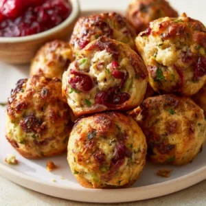 Cranberry Turkey Stuffing Balls | Thanksgiving Appetizer