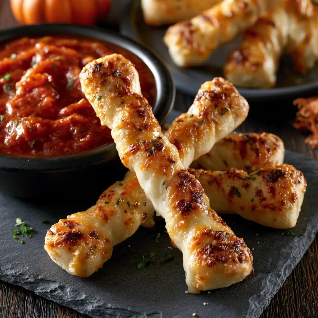 Cheesy Halloween Breadstick Bones