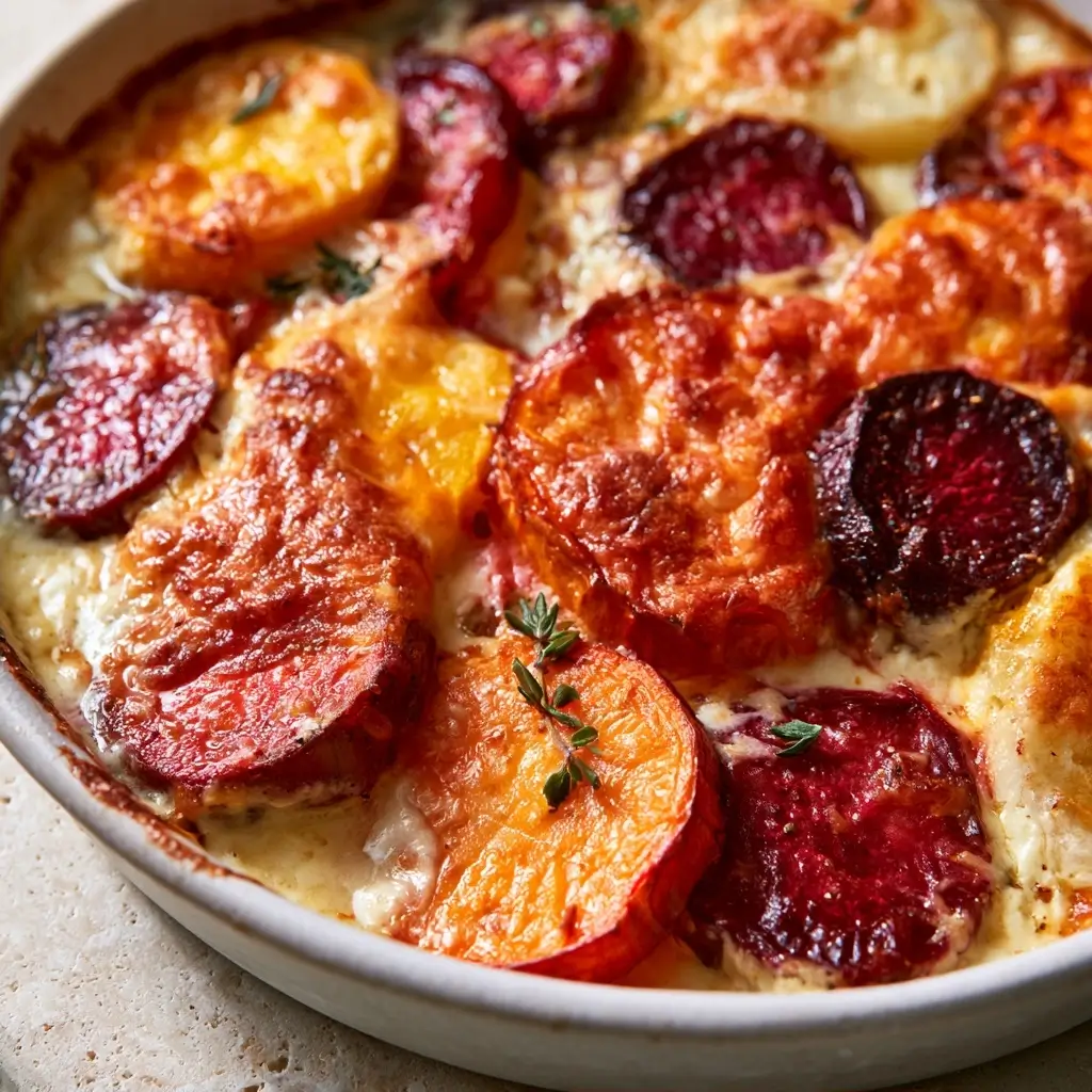 Cheesy Root Vegetable Gratin