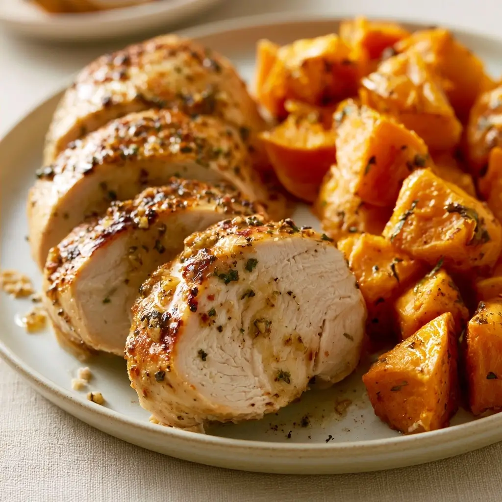 Garlic Butter Baked Turkey Tenderloin And Sweet Potatoes Recipe | Thanksgiving Dinner