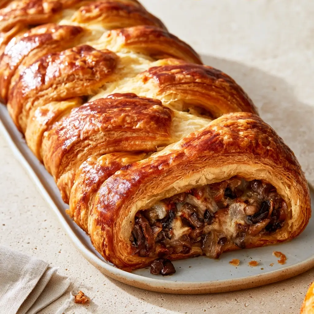 Mushroom & Gruyère Puff Pastry Braid Recipe