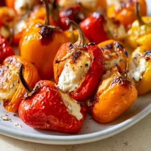 Roasted Goat Cheese Stuffed Mini Peppers Appetizer For Thanksgiving