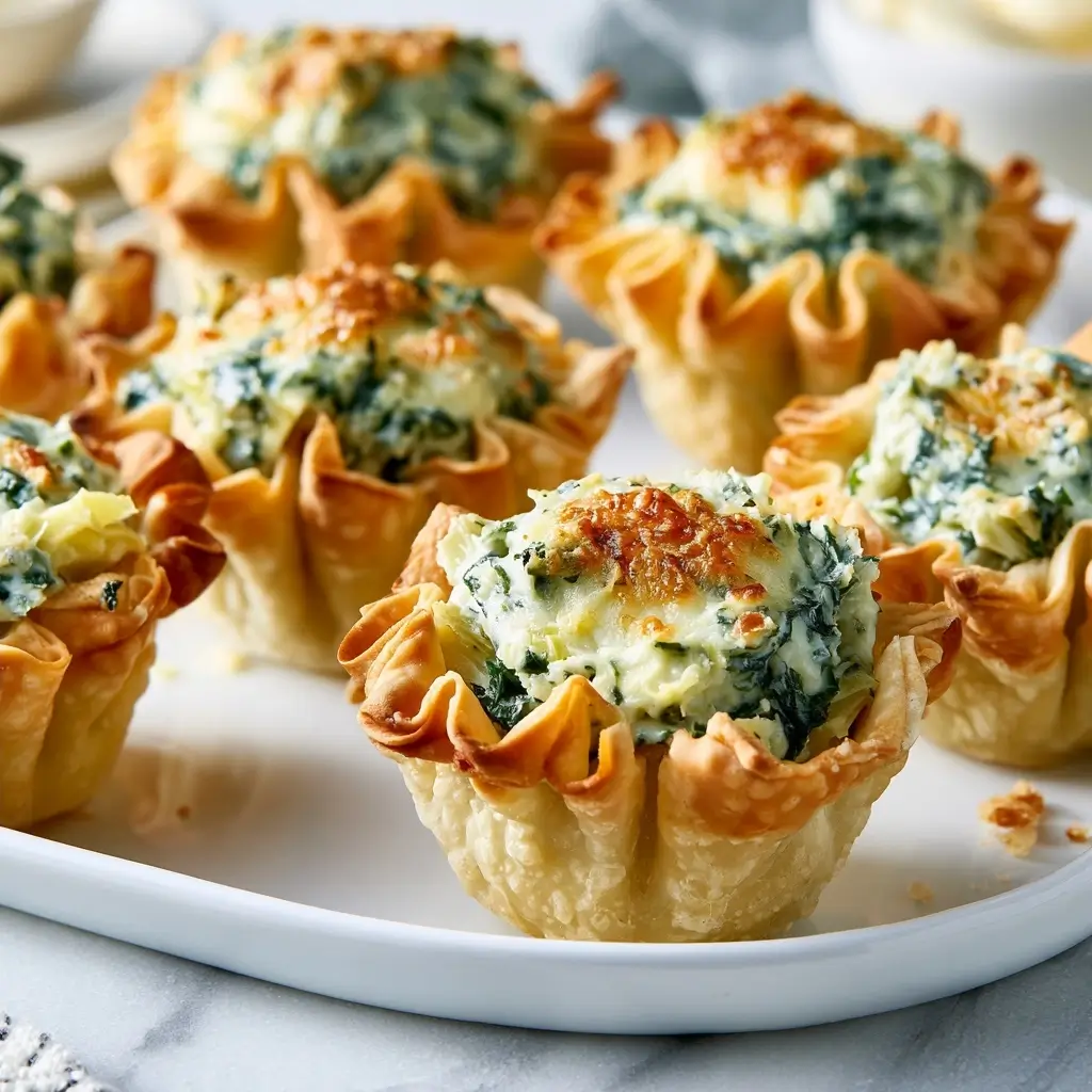 Spinach Artichoke Wonton Cups | Easy Holiday Appetizer